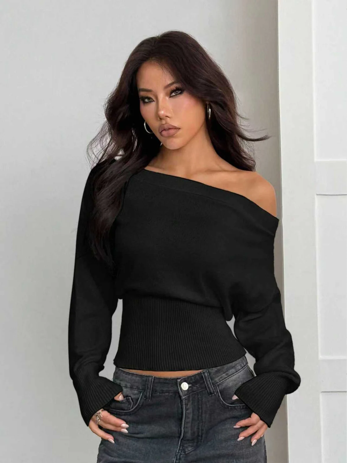 Lazy Style Loose Off-shoulder Design Knitted Top Women's Autumn And Winter New… — image 4