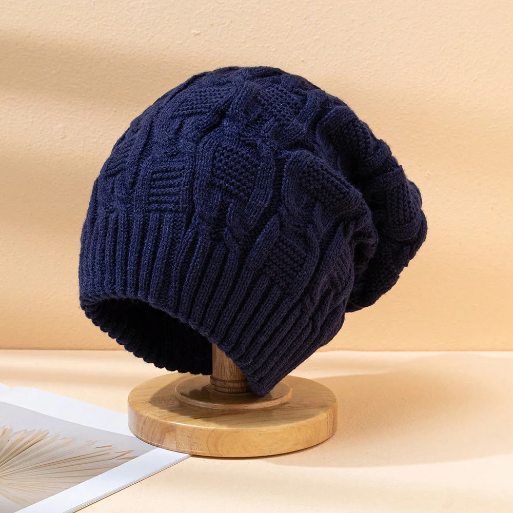 Lazy Wind Twisted Fiber Stack Knitted Hat Vintage Fashion Pure Color Yarn Warm And… — image 8