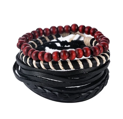 Leather Bracelet Men Multilayer Bead Punk Wrap Bracelets For Women Vintage Jewelry — image 15