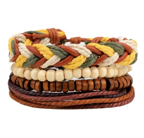 Leather Bracelet Men Multilayer Bead Punk Wrap Bracelets For Women Vintage Jewelry — image 6