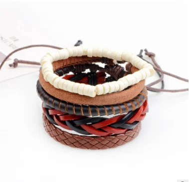 Leather Bracelet Men Multilayer Bead Punk Wrap Bracelets For Women Vintage Jewelry — image 12