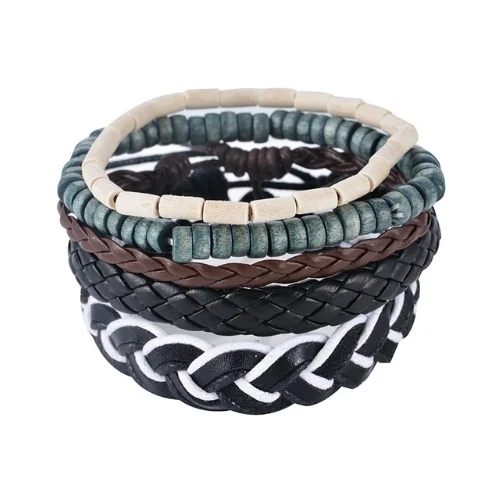 Leather Bracelet Men Multilayer Bead Punk Wrap Bracelets For Women Vintage Jewelry — image 14