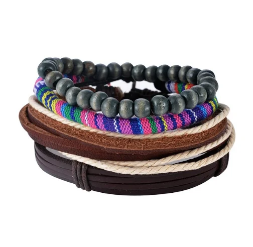 Leather Bracelet Men Multilayer Bead Punk Wrap Bracelets For Women Vintage Jewelry — image 13