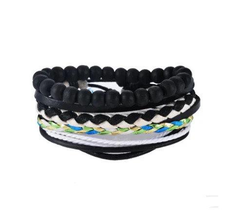 Leather Bracelet Men Multilayer Bead Punk Wrap Bracelets For Women Vintage Jewelry — image 9