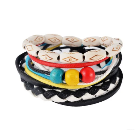 Leather Bracelet Men Multilayer Bead Punk Wrap Bracelets For Women Vintage Jewelry — image 7