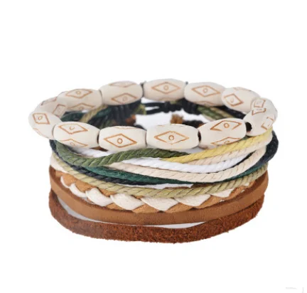 Leather Bracelet Men Multilayer Bead Punk Wrap Bracelets For Women Vintage Jewelry — image 5