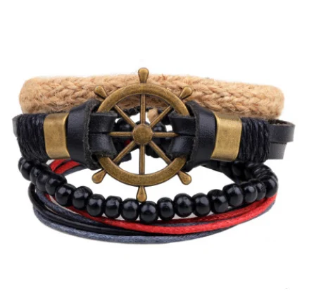 Leather Bracelet Men Multilayer Bead Punk Wrap Bracelets For Women Vintage Jewelry — image 8