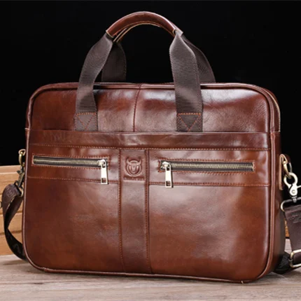 Leather Briefcase For Laptops Made From Full-grain Cowhide Professional Business Bag — image 4