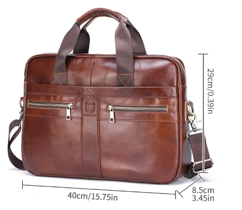 Leather Briefcase For Laptops Made From Full-grain Cowhide Professional Business Bag — image 5