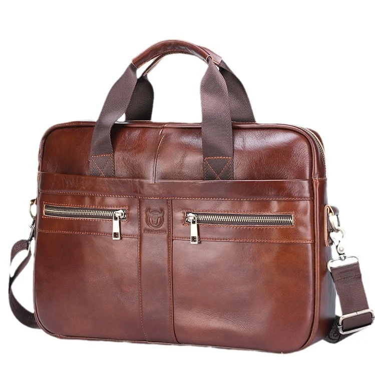 Leather Briefcase For Laptops Made From Full-grain Cowhide Professional Business Bag — image 1