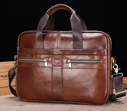 Leather Briefcase For Laptops Made From Full-grain Cowhide Professional Business Bag — image 3