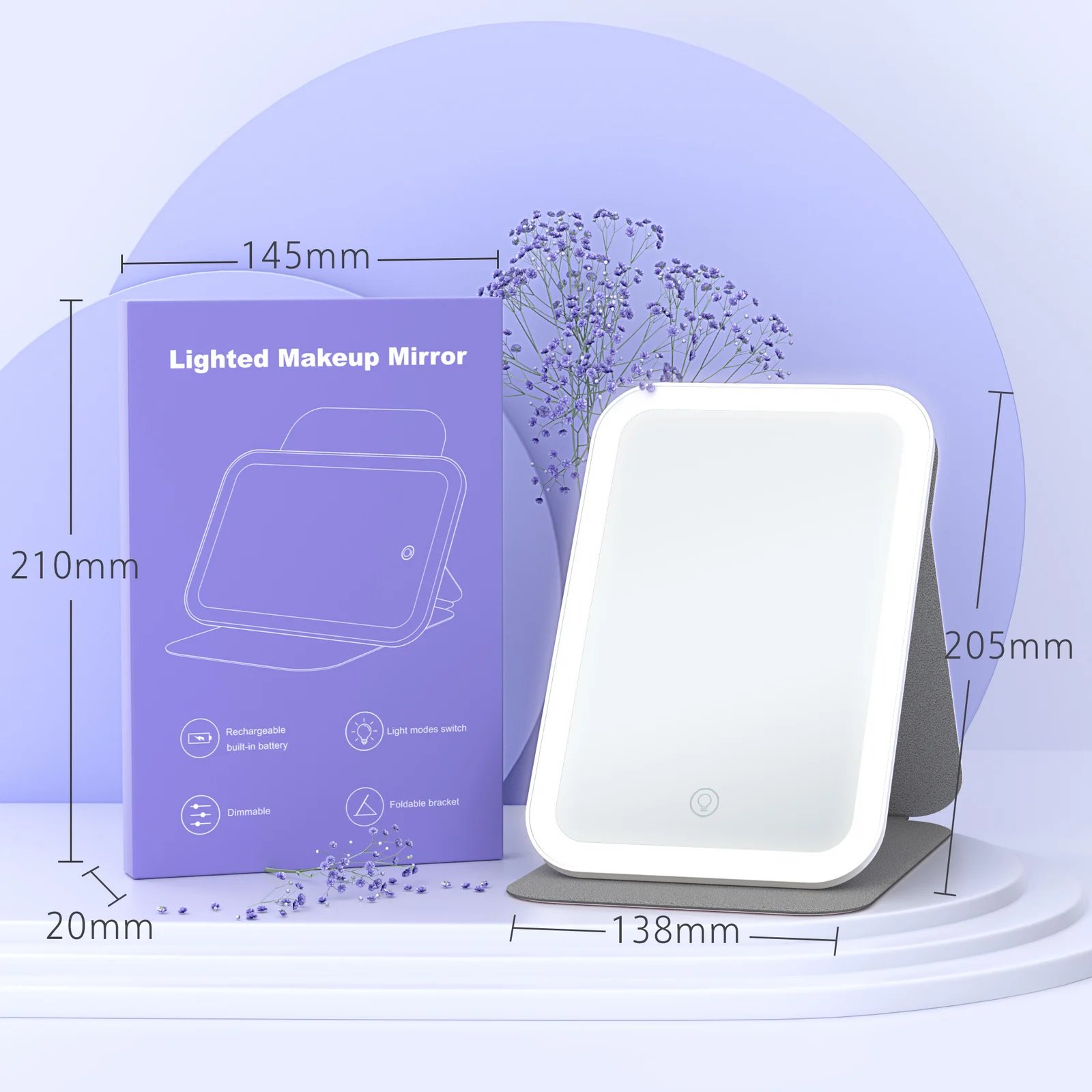 Leather-case Portable LED Folding Makeup Mirror — image 2