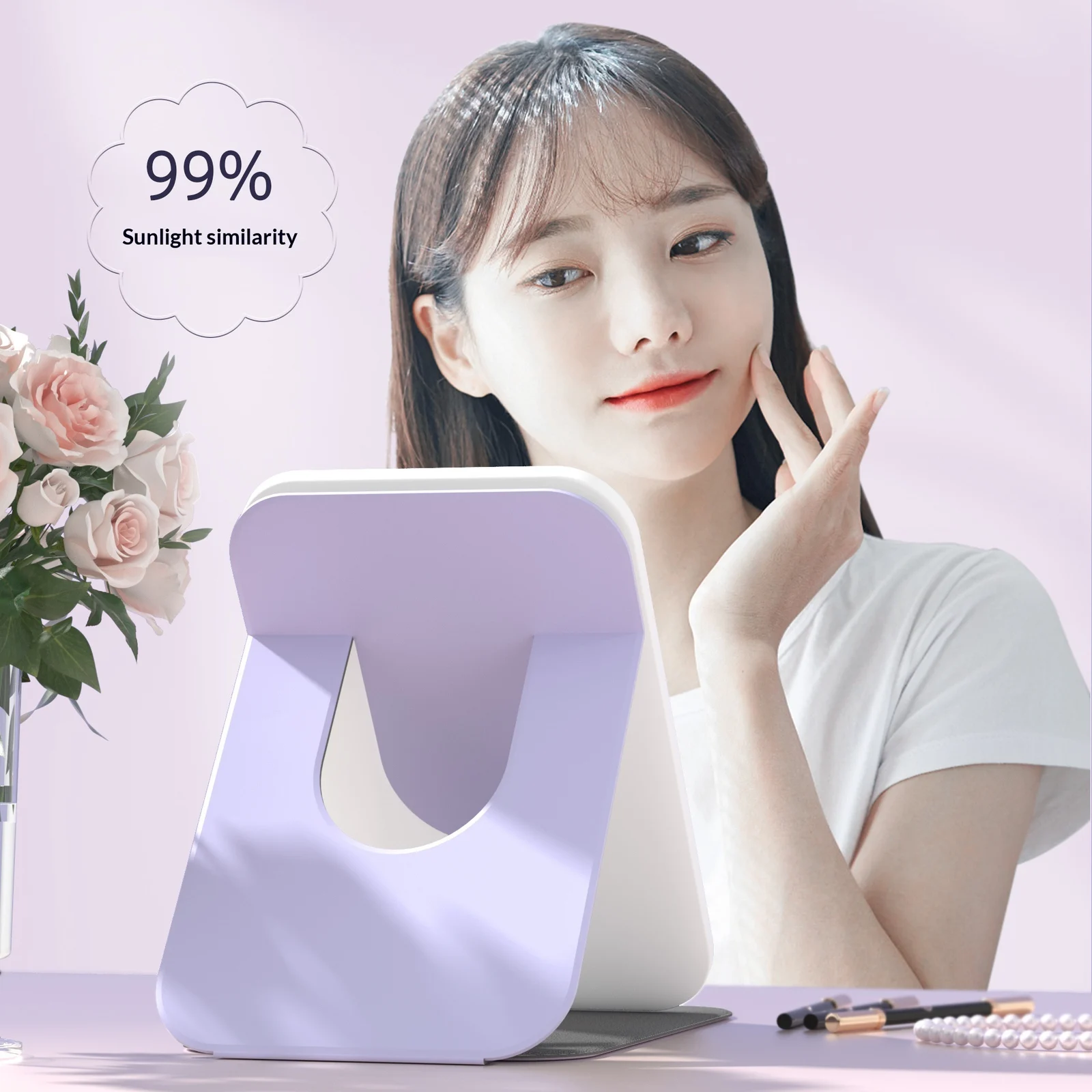 Leather-case Portable LED Folding Makeup Mirror — image 5
