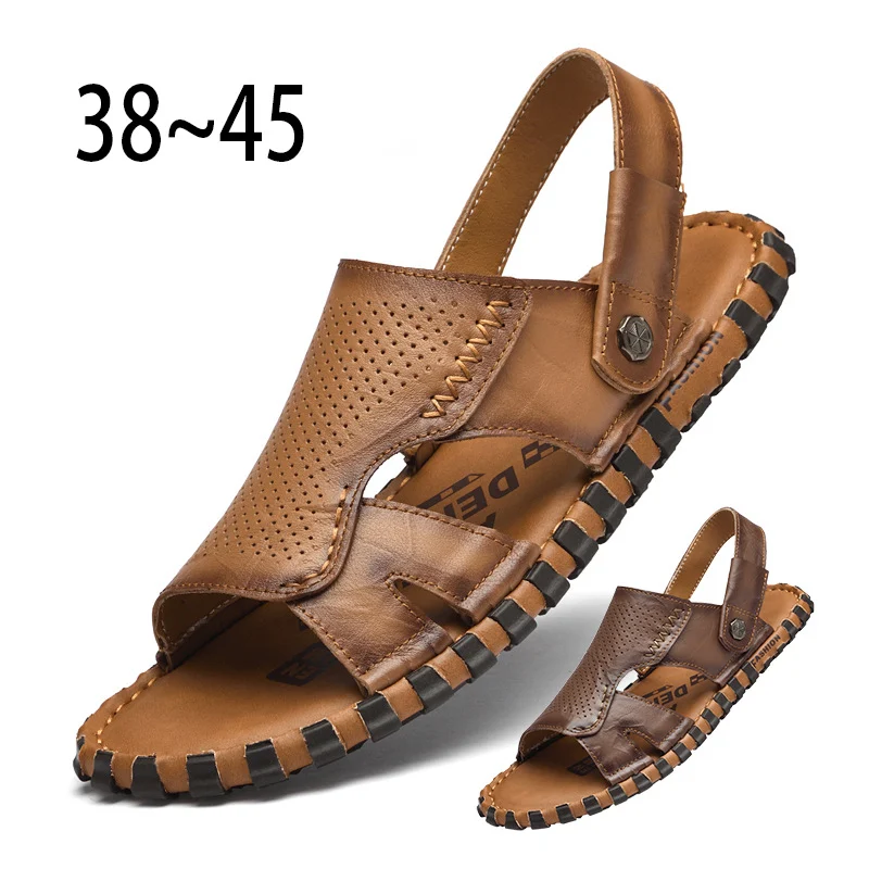 Leather Casual Outdoor Beach Thick-soled Slippers — image 4