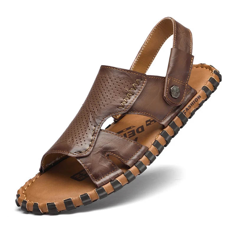 Leather Casual Outdoor Beach Thick-soled Slippers — image 5