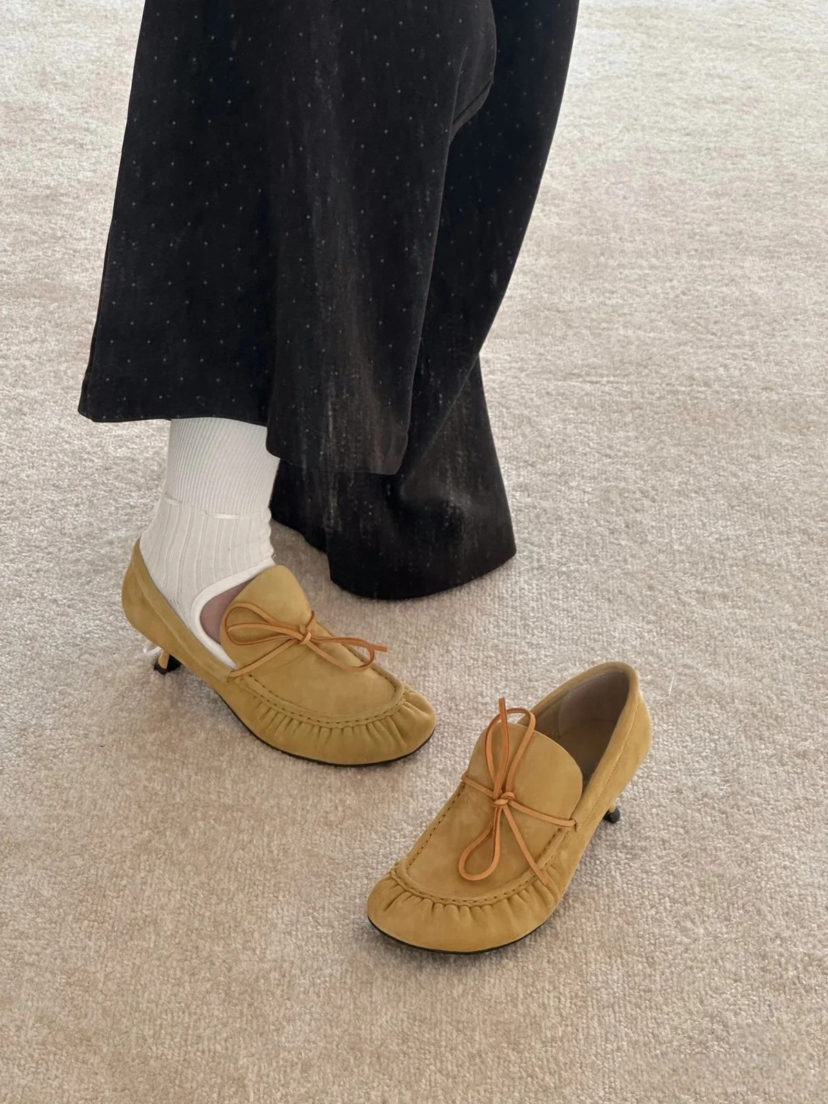 Leather Pleated Strap Bow High Heels — image 5