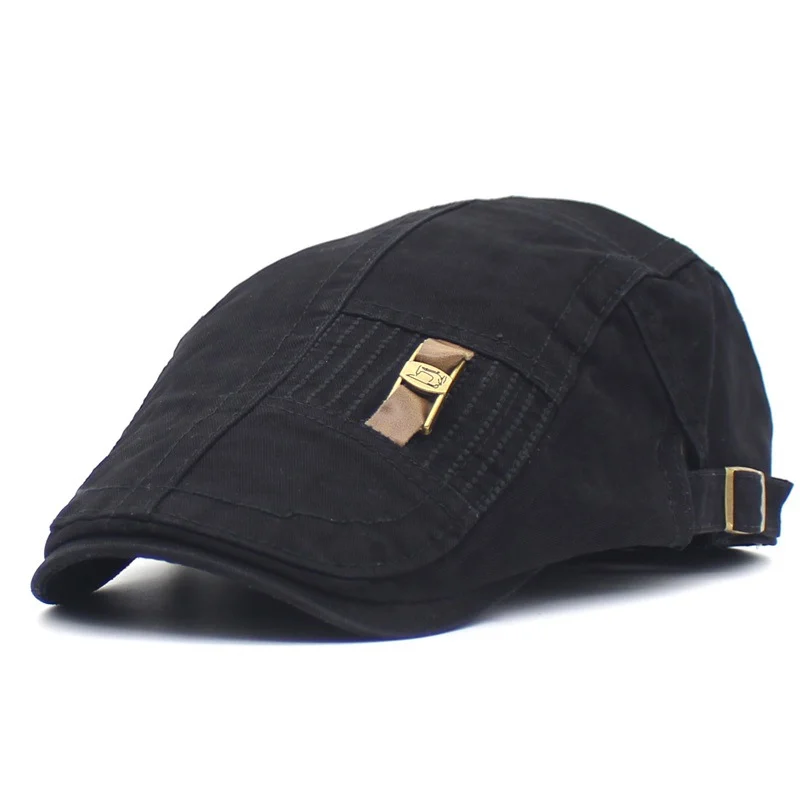 Leather Strap Jeans Button Men And Women Retro Peaked Cap — image 6