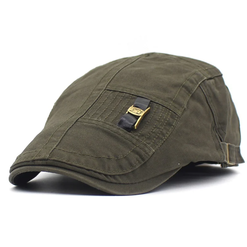 Leather Strap Jeans Button Men And Women Retro Peaked Cap — variant image