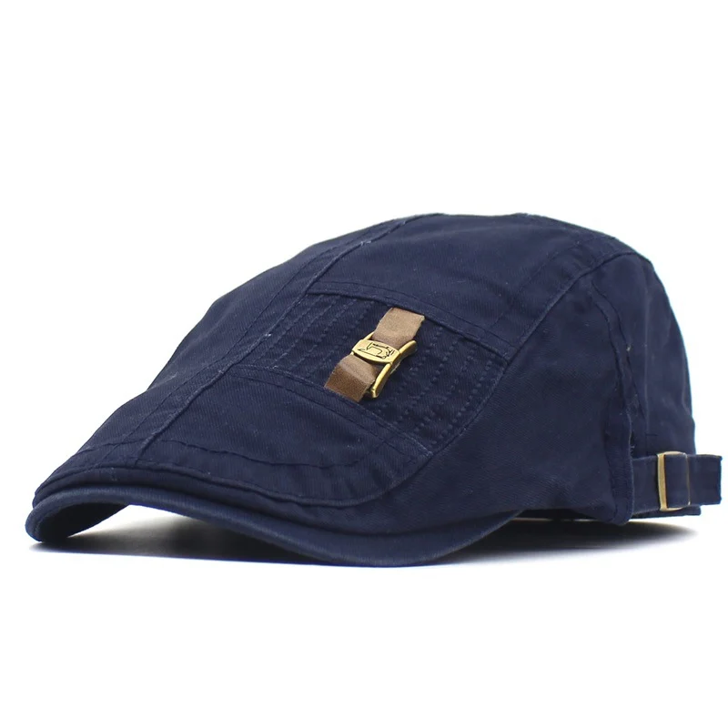 Leather Strap Jeans Button Men And Women Retro Peaked Cap — variant image