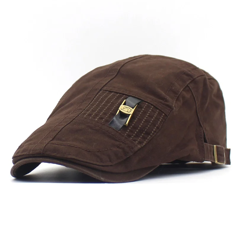 Leather Strap Jeans Button Men And Women Retro Peaked Cap — image 2