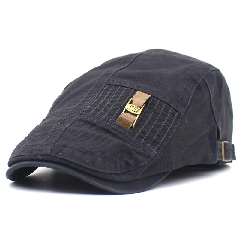 Leather Strap Jeans Button Men And Women Retro Peaked Cap — image 1