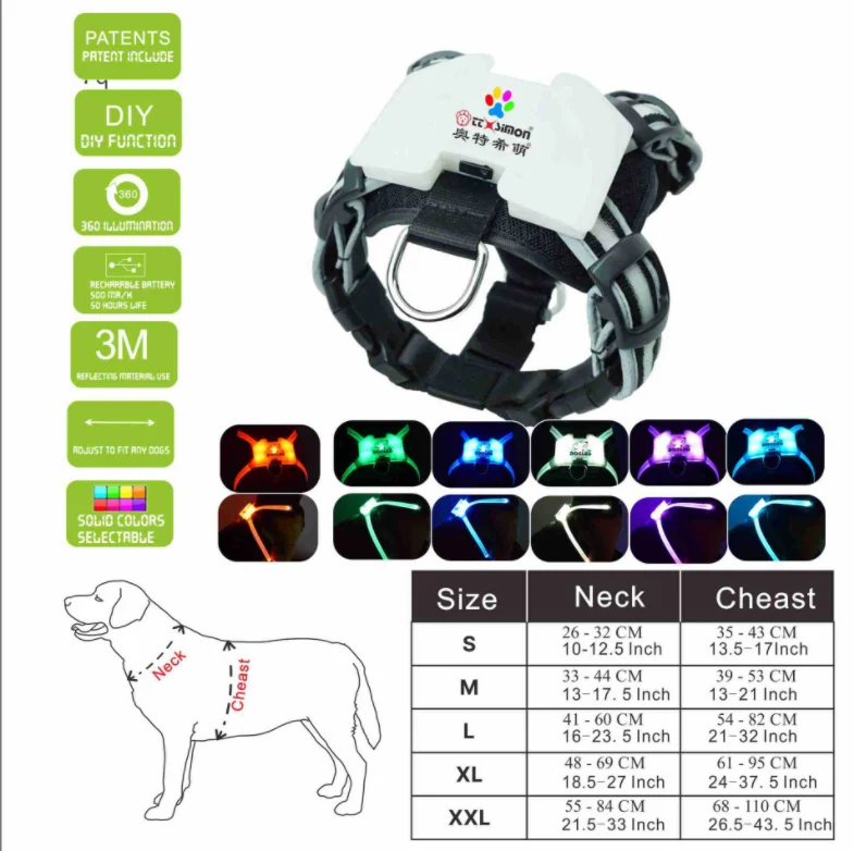 LED Luminous Anti-lost Anti-car Accident Warning Flashing Dog Harness — image 3