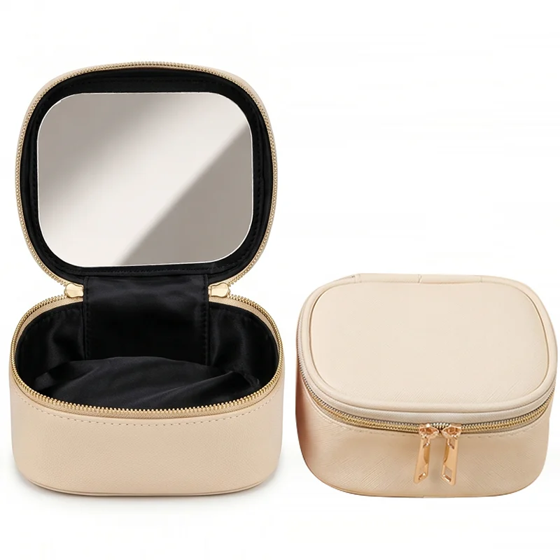 LED Mirror Makeup Bag, USB Rechargeable Travel Cosmetic Organizer, PU Portable… — image 8