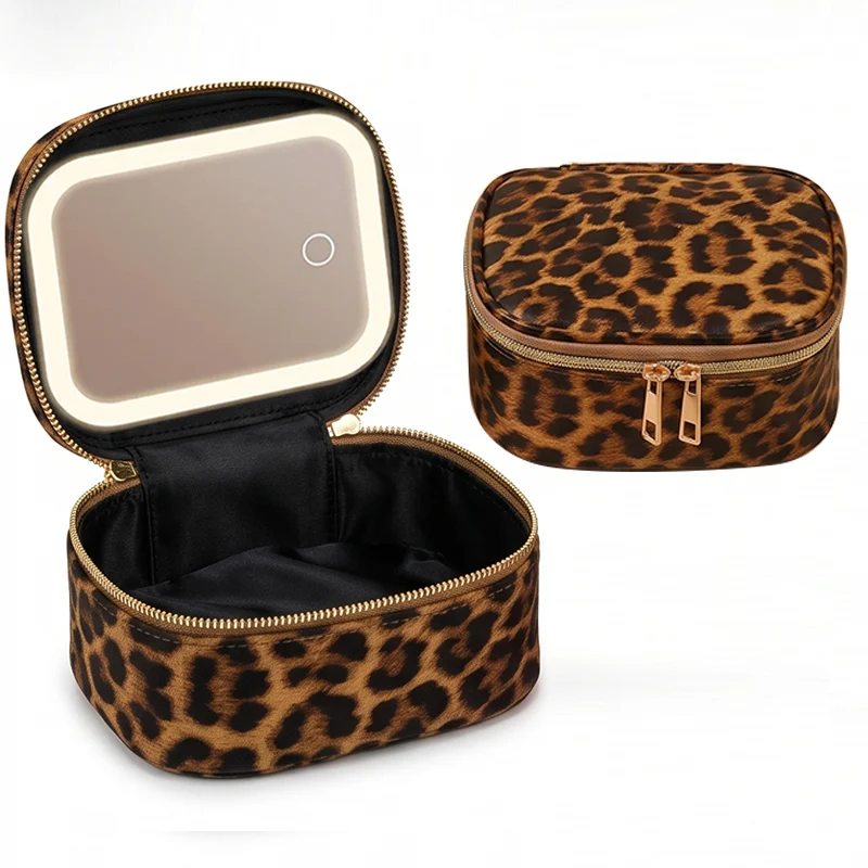 LED Mirror Makeup Bag, USB Rechargeable Travel Cosmetic Organizer, PU Portable… — image 13