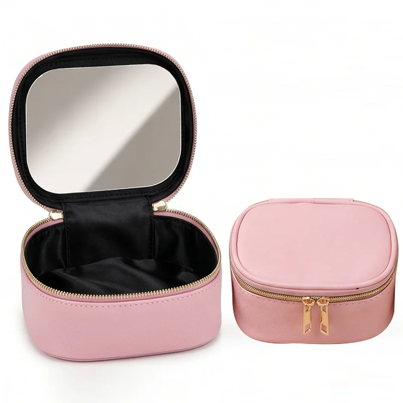 LED Mirror Makeup Bag, USB Rechargeable Travel Cosmetic Organizer, PU Portable… — image 11