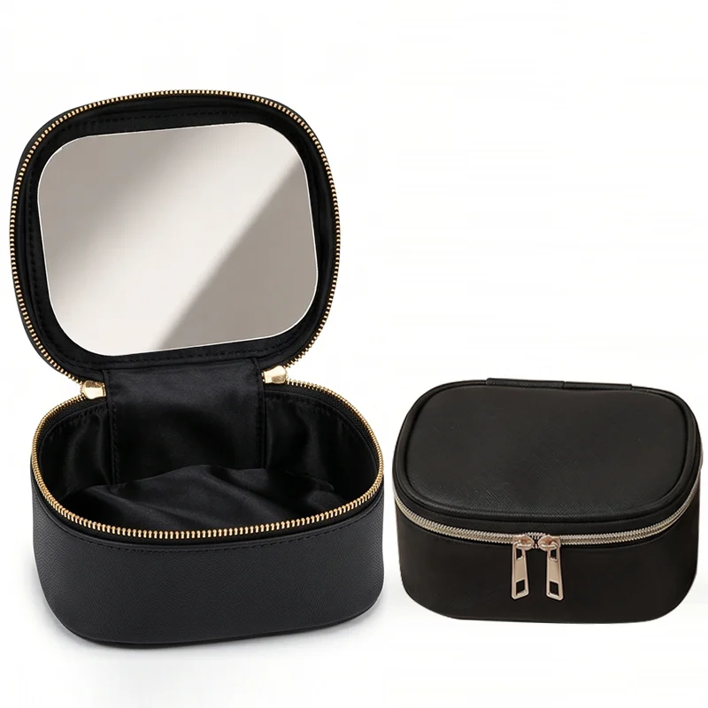 LED Mirror Makeup Bag, USB Rechargeable Travel Cosmetic Organizer, PU Portable… — image 15