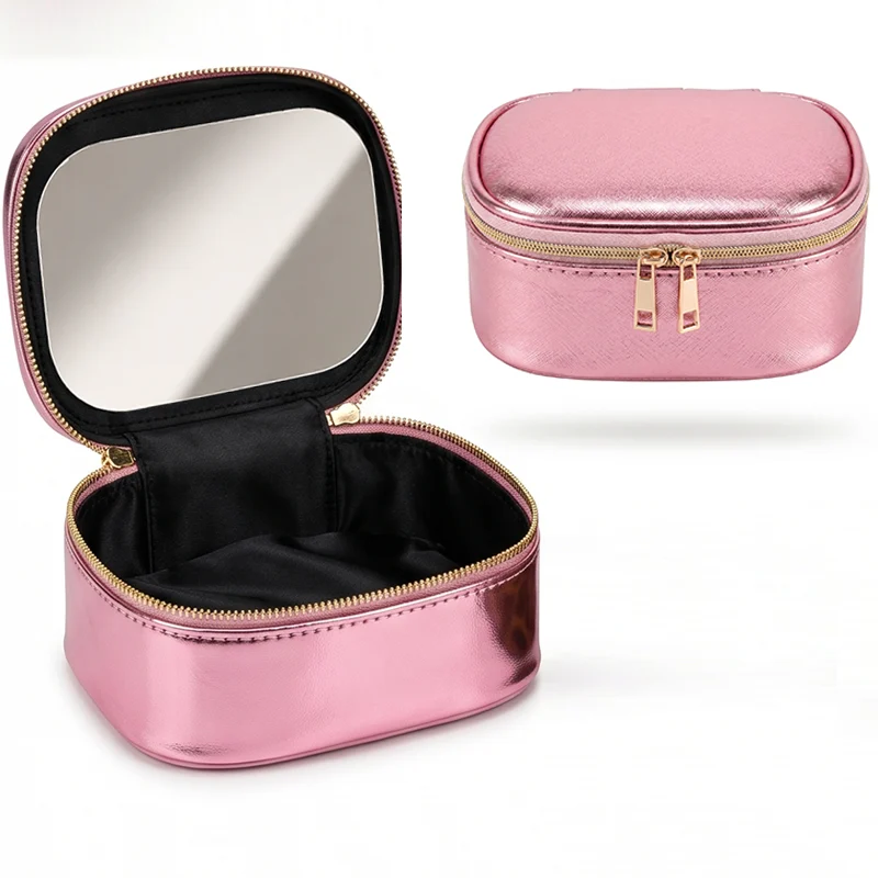 LED Mirror Makeup Bag, USB Rechargeable Travel Cosmetic Organizer, PU Portable… — image 10