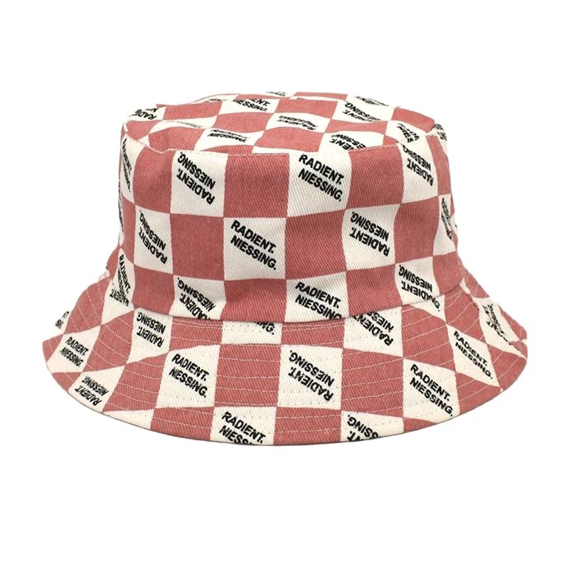 Letter Plaid Bucket Hat Women's Fashion Double-sided Wear — image 7