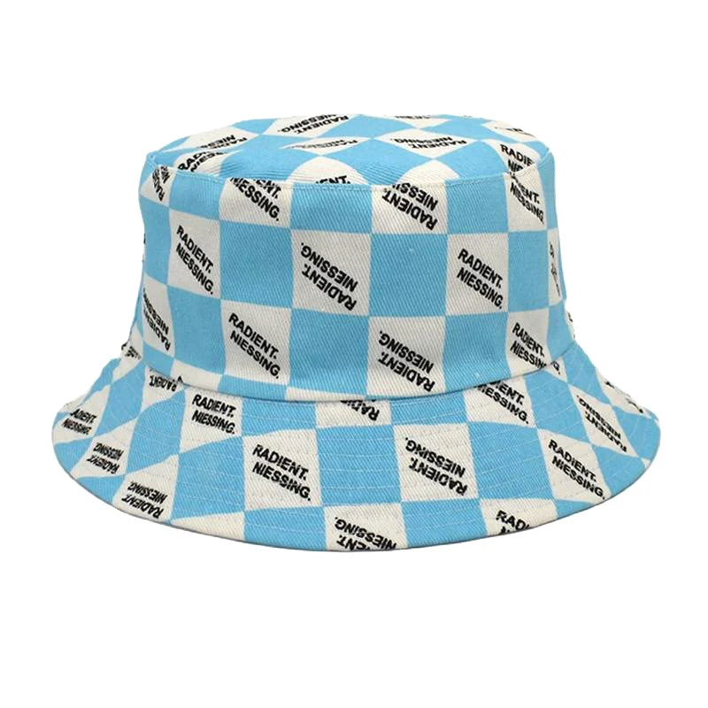 Letter Plaid Bucket Hat Women's Fashion Double-sided Wear — image 1