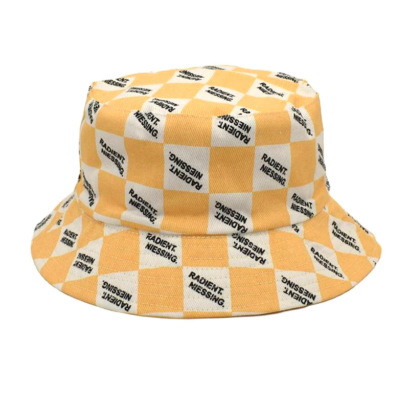 Letter Plaid Bucket Hat Women's Fashion Double-sided Wear — image 3