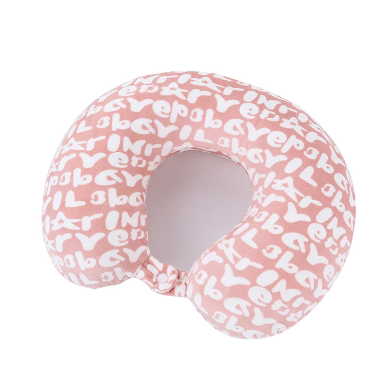 Letter Print U Shaped Travel Neck Pillow, Soft Microbead Cervical Pillow With Snap… — image 3
