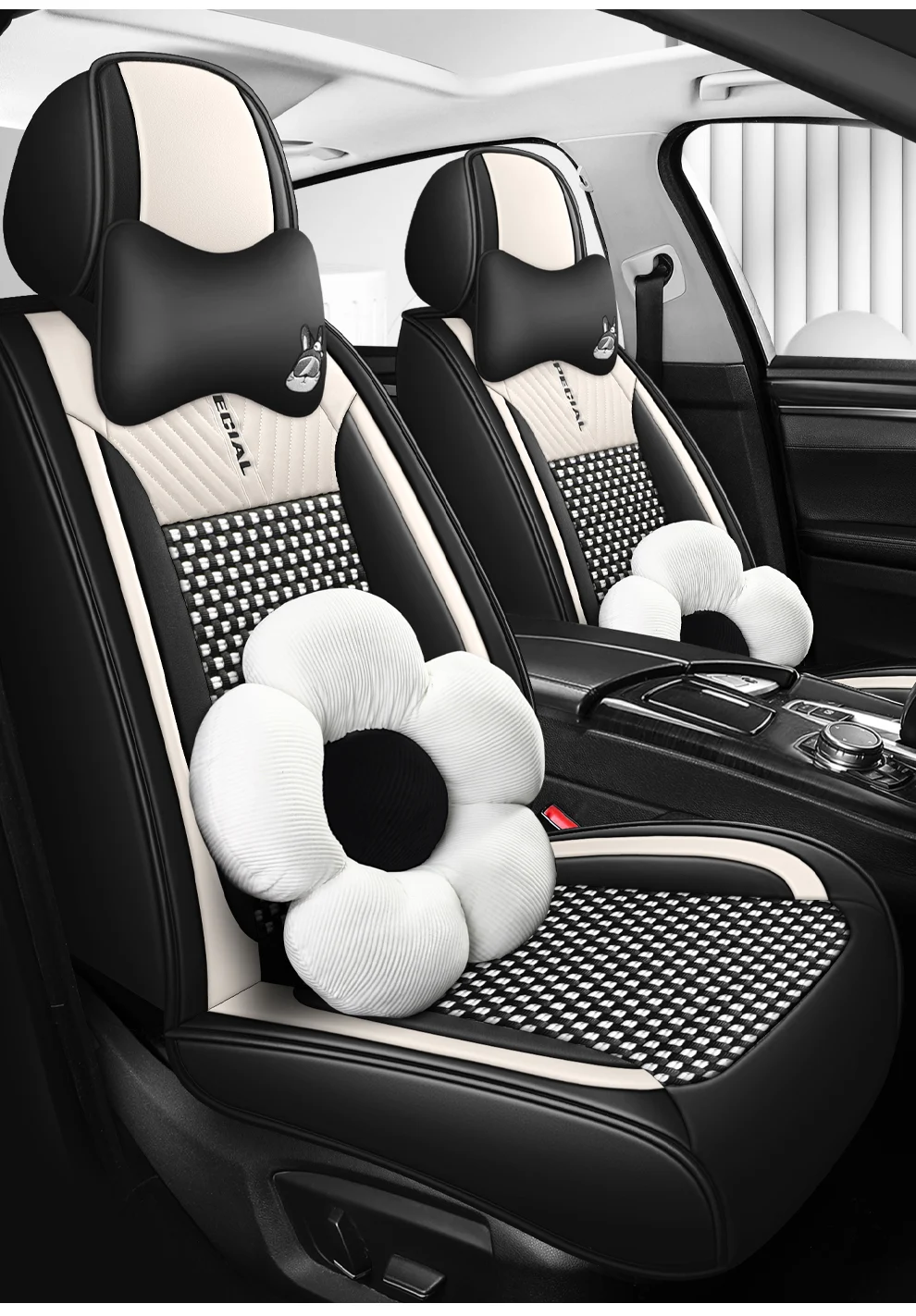 Light Luxury Nordic Style Classic Black White Checkered Plaid Car Seat Covers Full… — image 6