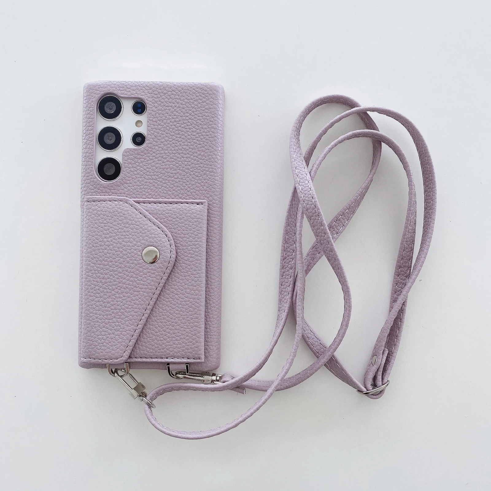 Litchi-textured Triangular Flip Card Holder With Lanyard For S24 Ultra — image 7