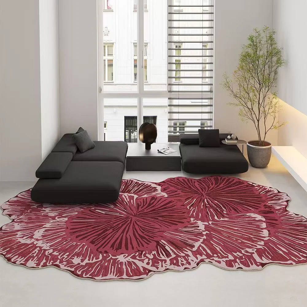 Living Room Rug Pink Shaped Cashmere Like Foot Mat — image 5