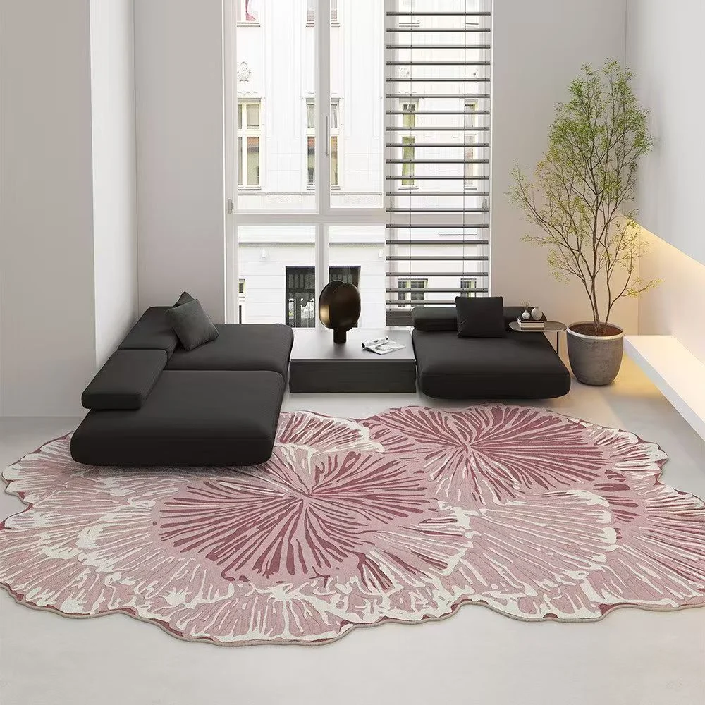 Living Room Rug Pink Shaped Cashmere Like Foot Mat — image 3
