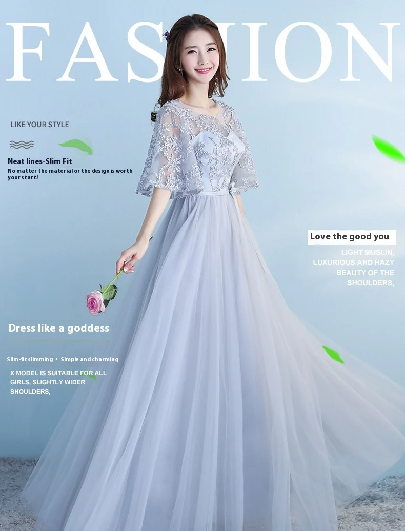 Long Bridesmaid Blue Wedding Dress Girlfriends Party — image 3