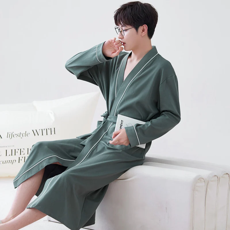 Long-sleeve Mens Home Wear Long And Thin Nightgown — image 2