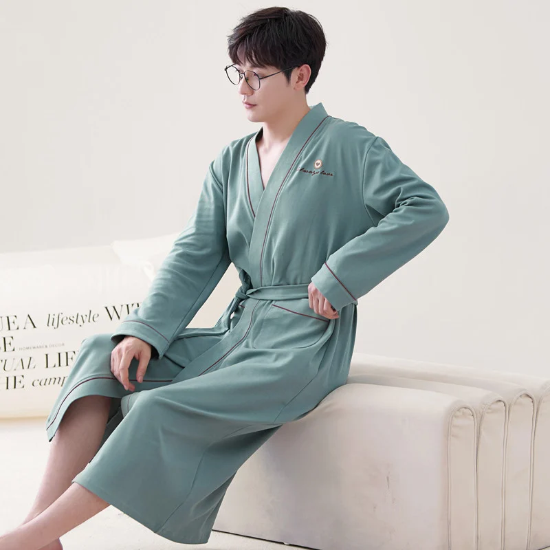 Long-sleeve Mens Home Wear Long And Thin Nightgown — image 4