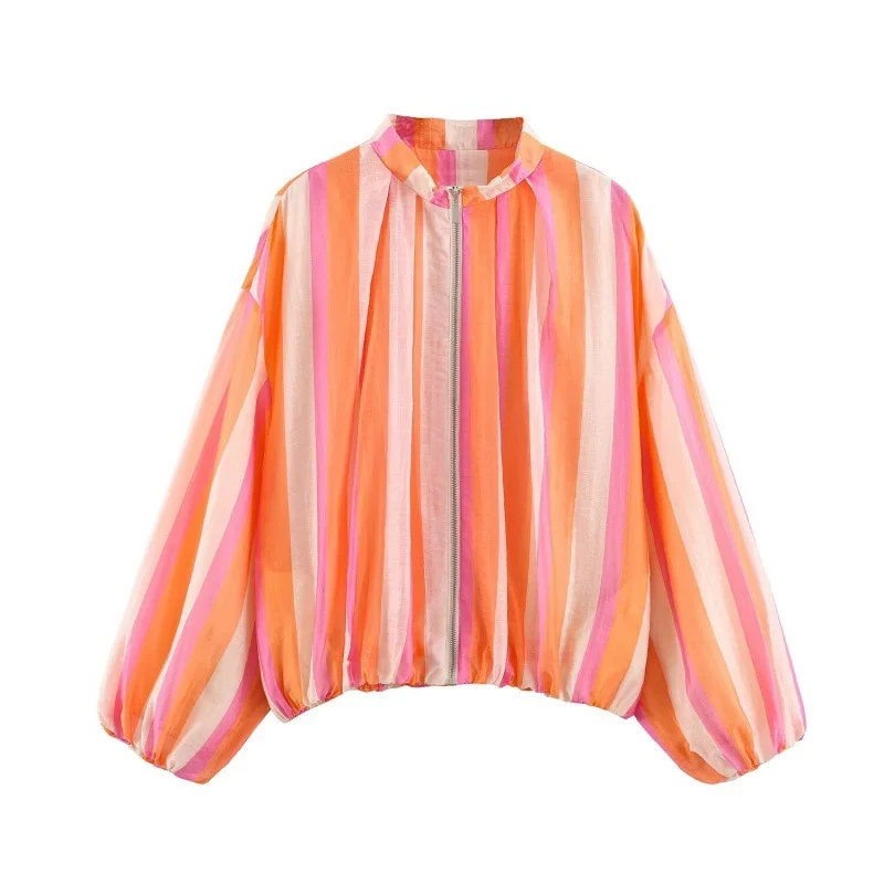 Long-sleeve Stand-up Collar Relaxed-fit Bomber Jacket — image 4