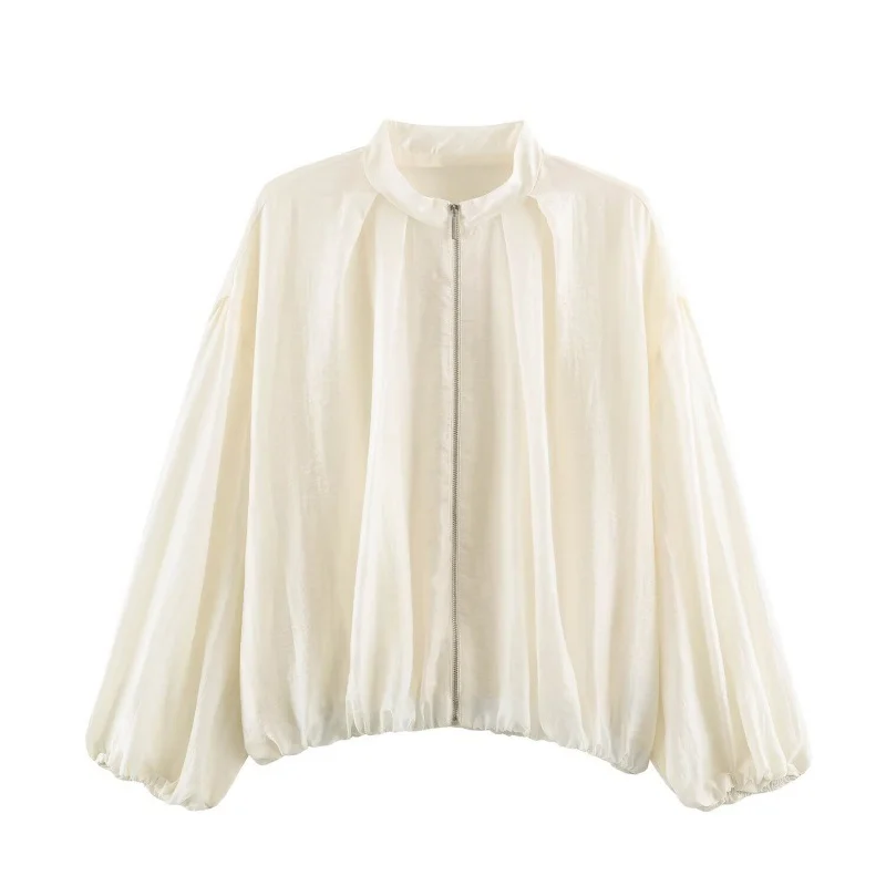 Long-sleeve Stand-up Collar Relaxed-fit Bomber Jacket — image 2