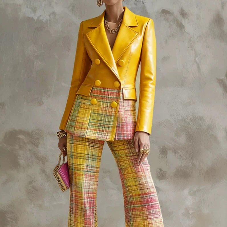 Long-sleeved Shirt And Leather Belt Wide-leg Pants Two-piece Set — image 8