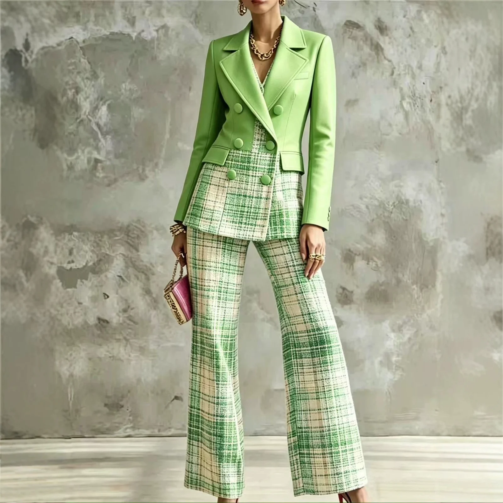 Long-sleeved Shirt And Leather Belt Wide-leg Pants Two-piece Set — image 6