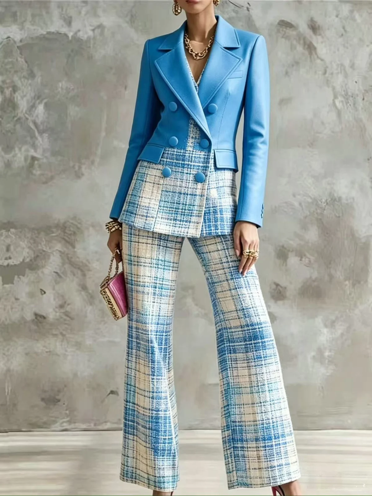 Long-sleeved Shirt And Leather Belt Wide-leg Pants Two-piece Set — image 3