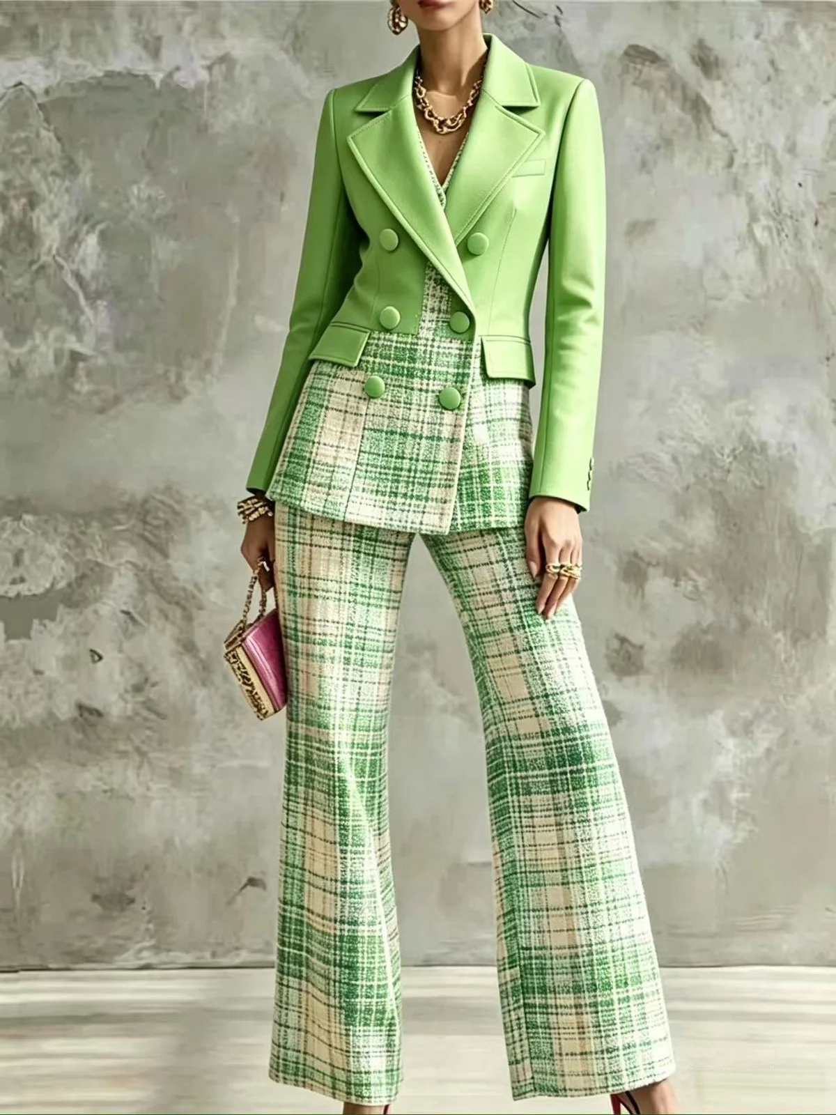 Long-sleeved Shirt And Leather Belt Wide-leg Pants Two-piece Set — image 7