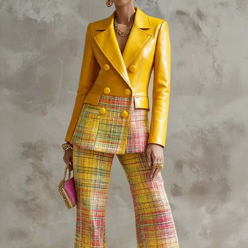 Long-sleeved Shirt And Leather Belt Wide-leg Pants Two-piece Set — image 2