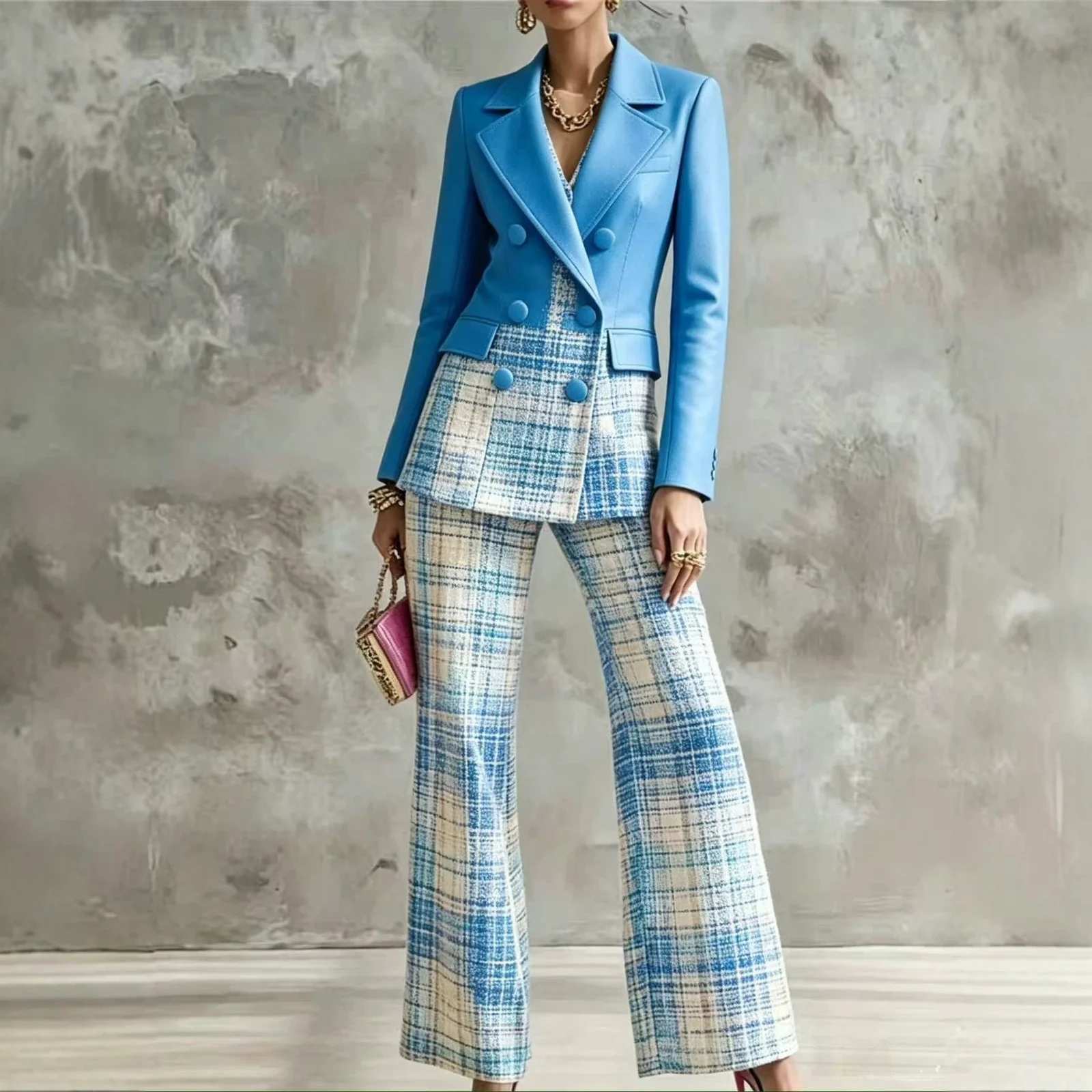 Long-sleeved Shirt And Leather Belt Wide-leg Pants Two-piece Set — image 5